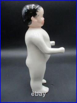 10 Antique German Frozen Charlie Porcelain China Doll Tinted Head Black Hair
