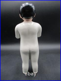 10 Antique German Frozen Charlie Porcelain China Doll Tinted Head Black Hair