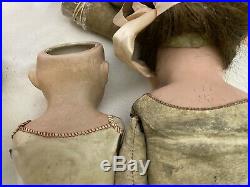 12PC Antique German Bisque Leather Kid Body Doll LOT Heubach Kestner Repair