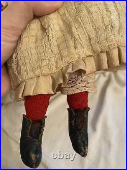 12.5 Antique German Pink Tint High Brow Civil War Era China Doll Antique Body