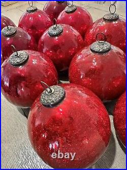 12 Vintage Antique Style Large German Kugel Style Glass Ornament Balls Christmas 12 Vintage Antique Style Large German Kugel Style Glass Ornament Balls Christmas