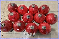 12 Vintage Antique Style Large German Kugel Style Glass Ornament Balls Christmas 12 Vintage Antique Style Large German Kugel Style Glass Ornament Balls Christmas