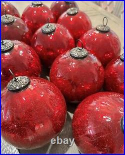 12 Vintage Antique Style Large German Kugel Style Glass Ornament Balls Christmas 12 Vintage Antique Style Large German Kugel Style Glass Ornament Balls Christmas