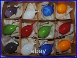 12 vintage antique German x-mas/easter ornaments, colored opaque glass eggs 12 vintage antique German x-mas/easter ornaments, colored opaque glass eggs