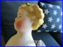 14 Antique Parian Doll With Molded Bow In Molded Hair Great Size