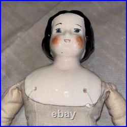 15 Antique German China Head Doll Cloth Body Porcelain Arms Legs Unmarked