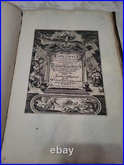 1650 Rare Antique German Emblem Book Guidobald Salzburg Large Engravings