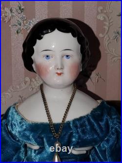16.5 Antique German China Head Doll Conta & Boehme Flat Top Early 1860s