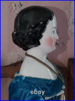 16.5 Antique German China Head Doll Conta & Boehme Flat Top Early 1860s