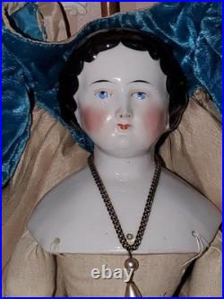 16.5 Antique German China Head Doll Conta & Boehme Flat Top Early 1860s