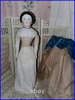 16.5 Antique German China Head Doll Conta & Boehme Flat Top Early 1860s