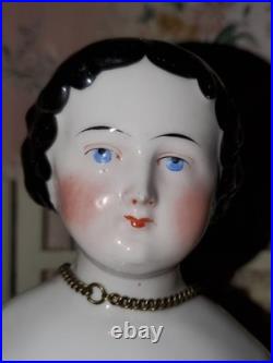 16.5 Antique German China Head Doll Conta & Boehme Flat Top Early 1860s