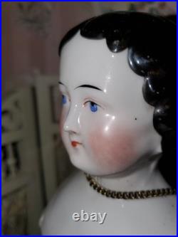 16.5 Antique German China Head Doll Conta & Boehme Flat Top Early 1860s