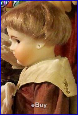16 Antique German Closed Mouth Doll 260 Bahr and Proschild in Velvet Boy's Suit