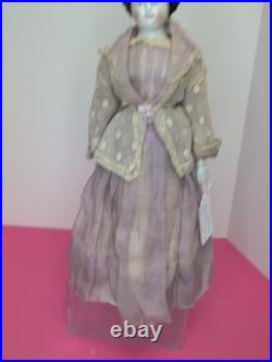 16 Antique German Porcelain China Head Doll High Brow Flat Top Original Body #A