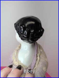 16 Antique German Porcelain China Head Doll High Brow Flat Top Original Body #A