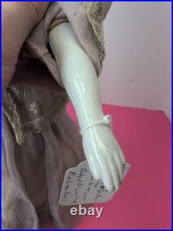 16 Antique German Porcelain China Head Doll High Brow Flat Top Original Body #A