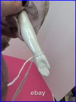 16 Antique German Porcelain China Head Doll High Brow Flat Top Original Body #A