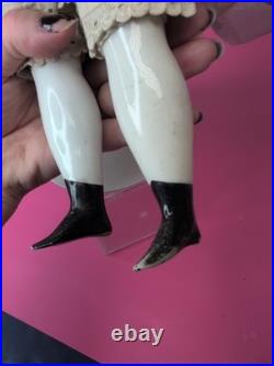 16 Antique German Porcelain China Head Doll High Brow Flat Top Original Body #A