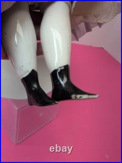 16 Antique German Porcelain China Head Doll High Brow Flat Top Original Body #A