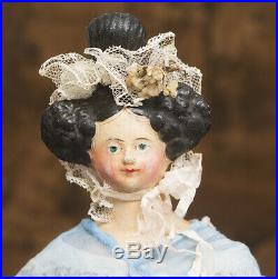 16 Rare Antique German Paper Mache Milliner's Queen Adelaida Doll, 1828