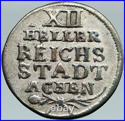 1791 GERMAN STATES Bad Aachen EAGLE Vintage Antique OLD 12 HELLER Coin i87503