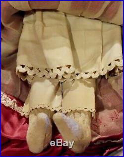 17 Antique German China Head Civil War Era C1860 Doll withGreat Snood & Outfit