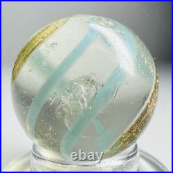 1800's Vintage-Marbles Antique German Handmade Transparent Blue Banded Lutz. 59