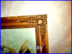 1870s Chromolithograph German Bavaria Chalet Village Tinted Old Glass Brass
