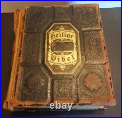 1874 German Bible Family Heilige Illustrated Antique/Vtg (Hershey Ancestry)