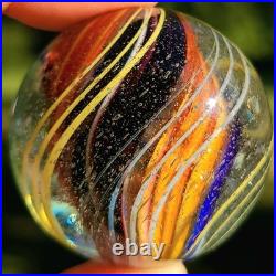 1880's Rare 1.6 German Swirl Handmade Antique Banded Ribbon Core Marble Vintage