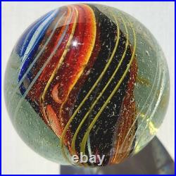1880's Rare 1.6 German Swirl Handmade Antique Banded Ribbon Core Marble Vintage