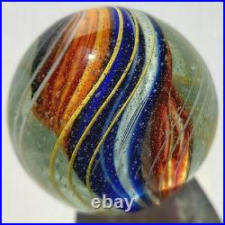 1880's Rare 1.6 German Swirl Handmade Antique Banded Ribbon Core Marble Vintage