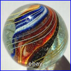 1880's Rare 1.6 German Swirl Handmade Antique Banded Ribbon Core Marble Vintage