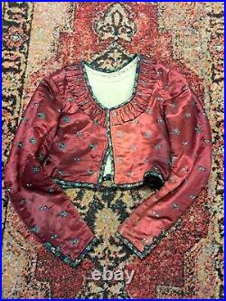 1890 Raspberry Silk Jacket With Wool Lining