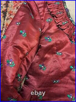 1890 Raspberry Silk Jacket With Wool Lining