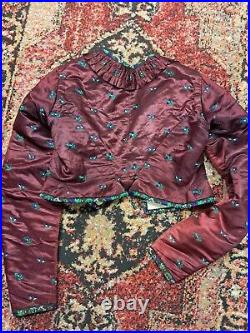 1890 Raspberry Silk Jacket With Wool Lining