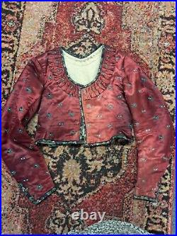 1890 Raspberry Silk Jacket With Wool Lining