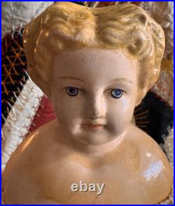 18 Antique German Papermache Cuno Otto Dressel Doll On Vintage Body