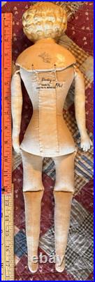 18 Antique German Papermache Cuno Otto Dressel Doll On Vintage Body