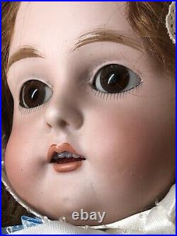 18 Antique Kestner Bisque Doll Germany #166 Brown Brunette Leather Kid Body SC5
