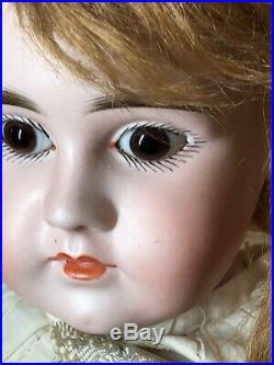 18 Antique Kestner Bisque German Doll Closed mouth 7 1/2 brown PW Eyes Kid Body