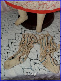 18 Antique Porcelain German China Head ABG Blonde Hair Exp. Ears Leather Arms
