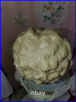 18 Antique Porcelain German China Head ABG Blonde Hair Exp. Ears Leather Arms