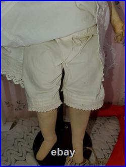 18 Antique Porcelain German China Head ABG Blonde Hair Exp. Ears Leather Arms
