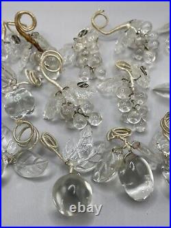 18pc Vintage German Clear Glass Fruit Wine Charms Ornaments Grapes Cherry Apple