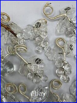 18pc Vintage German Clear Glass Fruit Wine Charms Ornaments Grapes Cherry Apple