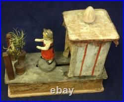 1910 Antique German Girl in Outhouse Toy withcrank mechanism, moving figure. 7 1910 Antique German Girl in Outhouse Toy withcrank mechanism, moving figure. 7