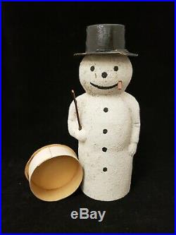 1920's German Vintage Antique Snowman paper Mache Candy Container 8