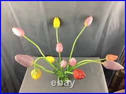 1920s Antique German Glass Bimini 12 Tulips and 9 Leaves Handblown Glass Flowers 1920s Antique German Glass Bimini 12 Tulips and 9 Leaves Handblown Glass Flowers